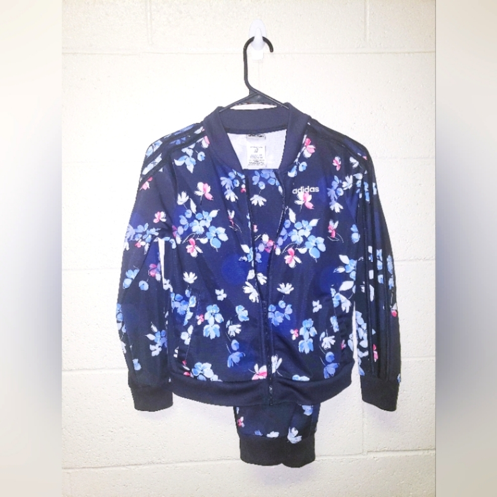 Adidas Big Girls Floral Track Set